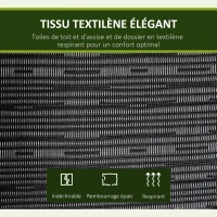 Outsunny Balancelle de Jardin 3 Places Grand Confort Toit Inclinaison réglable épais Coussins Amovibles Polyester Acier époxy Gris Noir(m-5)