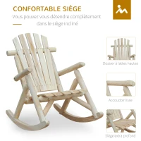 Outsunny Fauteuil de Jardin Adirondack à Bascule Rocking Chair Style néo-rétro Assise Dossier Ergonomique Bois Naturel de pin(m-6)
