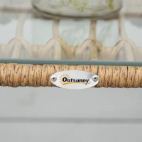 Outsunny Ensemble salon de jardin 3 pièces style exotique 2 fauteuils avec coussins + table basse résine tressée beige métal époxy noir(m-9)