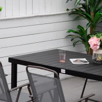 Outsunny Table à manger de jardin pour 8 personnes, table de jardin extérieure en aluminium, pour patio, terrasse, 190 x 90 x 74 cm, noir(m-7)