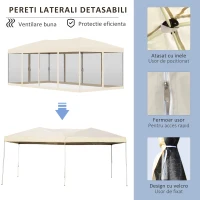 Outsunny Foisor Pliabil din Otel cu Plase de Tantari din Polietilena, Bej, 3x6m(m-6)