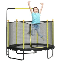 ZONEKIZ Cama Elástica Infantil Trampolín para Niños de 3-10 Años con Red de Seguridad Ø140x120-140 cm Negro(m-1)