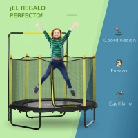 ZONEKIZ Cama Elástica Infantil Trampolín para Niños de 3-10 Años con Red de Seguridad Ø140x120-140 cm Negro(m-8)