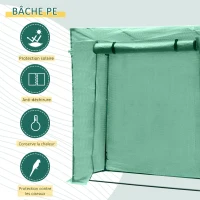 Outsunny Serre de Jardin 200L x 73l x 168H cm Acier PE Haute densité 140 g/m² Anti-UV avec Porte zippée déroulante et fenêtres Vert(m-4)