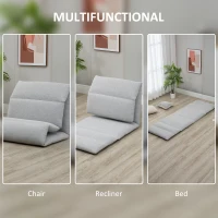 HOMCOM Adjustable Floor Chair with Back Support, Folding Chair Bed, Lazy Sofa Bed for Gaming, Meditation, Reading, Grey(m-5)