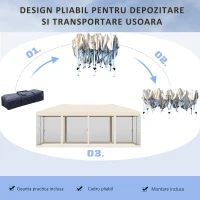 Outsunny Foisor Pliabil din Otel cu Plase de Tantari din Polietilena, Bej, 3x6m(m-5)