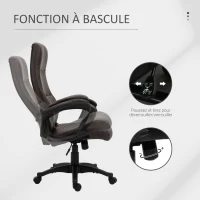 Vinsetto Fauteuil de bureau chaise de bureau ergonomique assise rembourré dossier haut pivotant à 360° réglable en hauteur simili cuir marron(m-5)
