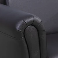 HOMCOM Ensemble Fauteuil et Pouf Enfant Style Contemporain Structure Bois revêtement synthétique PVC Noir(m-8)