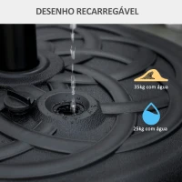 Outsunny Base para Chapéu de Sol de PE Redonda Apto para Mastros de 38mm/48mm Preenchível com Areia 35kg e Água 25L Ø56x30,5cm Preto(m-5)