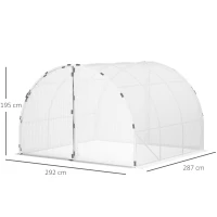 Outsunny Serre de Jardin 3 x 3 m Tunnel Surface Sol 9 m² châssis Tubulaire renforcé 24 mm Double Porte avec poignées Blanc(m-3)