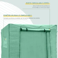 Outsunny Serre de Jardin 200L x 73l x 168H cm Acier PE Haute densité 140 g/m² Anti-UV avec Porte zippée déroulante et fenêtres Vert(m-5)