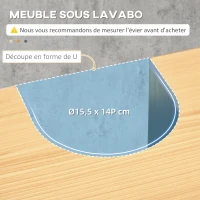 kleankin Meuble sous lavabo de salle de bain armoire sous vasque piètement en métal Double Porte - 60 x 30 x 62,5 cm - Noir et Couleur Bois(m-4)