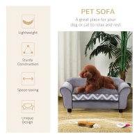 PawHut Dog Sofa Bed for XS-Sized Dogs, Cat Sofa with Soft Cushion, Pet Chair Lounge with Washable Cover, Removable Legs, Wooden Frame - Grey(m-7)