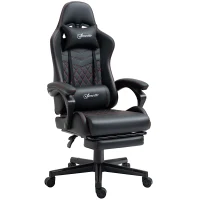Vinsetto Racing gaming chaise de bureau ergonomique réglable en hauteur avec dossier réglable repose-pieds rétractable 66 x 65 x 122 cm noir et rouge(m-1)