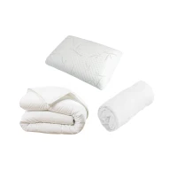 HOMCOM Pack Oreiller mémoire de forme + Protège-matelas coton + couette synthétique 1 personne pour lit de 90x190cm(m-1)