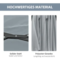 Outsunny Sonnenschirm mit LED Solar 4,5m Doppelsonnenschirm Gartenschirm Marktschirm Terrassenschirm Oval Hellgrau+Schwarz(m-7)