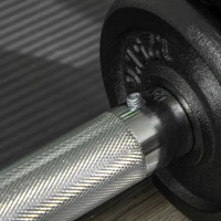 HOMCOM Hantelset 30 kg, Langhantel & Kurzhantel, 12 Hantelscheiben, für Krafttraining, Fitness, schwarz(m-9)