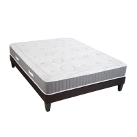HOMCOM Ensemble matelas mémoire de forme et mousse recyclée 40 kg/m³ 15 cm épaisseur + Sommier à lattes 140 x 190 2 personnes(m-1)