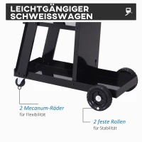 DURHAND laswagen, wagen voor gasflessen, met veiligheidsketting, 3 schappen, zwart(m-7)