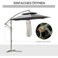 Outsunny Parasol 2,7 m Parasol na wsporniku z podstawą krzyżową Stal na zewnątrz jasnoniebieski(m-4)