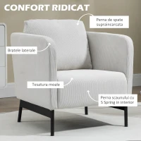 HOMCOM Fotoliu, Fotoliu modern pentru semineu, Fotoliu accent tapitat cu picioare din otel pentru sufragerie, dormitor, biroul de acasa, Gri(m-4)