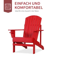Outsunny Adirondack-Gartenstuhl mit Becherhalter Gartenliege Balkonstuhl Massivholz Rot 97 x 72,5 x 93 cm(m-4)