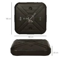 Outsunny Fillable Cantilever Parasol Base Weights with Steel Cross Base, Garden Umbrella Stand Weight with Wheels, 195kg Sand or 170kg Water Filled, Coffee(m-3)