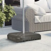 Outsunny Fillable Cantilever Parasol Base Weights with Steel Cross Base, Garden Umbrella Stand Weight with Wheels, 195kg Sand or 170kg Water Filled, Coffee(m-2)