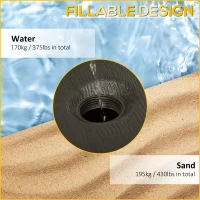 Outsunny Fillable Cantilever Parasol Base Weights with Steel Cross Base, Garden Umbrella Stand Weight with Wheels, 195kg Sand or 170kg Water Filled, Coffee(m-5)