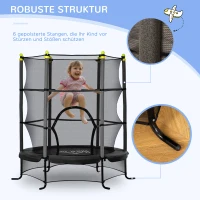 HOMCOM Kindertrampolin, mit Sicherheitsnetz, Randabdeckung, Stahlrahmen, bis 50 kg, 3-10 Jahre, schwarz, Ø160 x 163 cm(m-6)