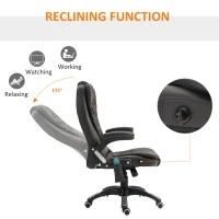 HOMCOM Executive Office Chair with Vibration Massage and Heat, High Back, PU Leather Massage Office Chair, Brown(m-7)