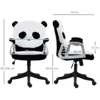 Vinsetto Cute Office Chair, Fluffy Panda Desk Chair with Padded Armrests, Tilt Function, Adjustable Height, Black and White(m-3)