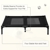 PawHut Large Raised Dog Bed Cat Elevated Lifted Cooling Portable Camping Basket Outdoor Indoor Mesh Pet Cot Metal Frame Black(m-7)