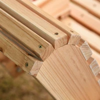 Outsunny Hängebank mit Klapptisch und Becherhaltern Naturholz 150 x 75 x 53cm(m-8)