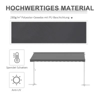 Outsunny Freistehende Markise, neigungsverstellbar, Handkurbel, Metallgestell, wetterfest, 4x3m, Grau(m-4)