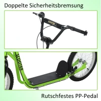 HOMCOM Kinderroller Scooter Tretroller Cityroller Kickscooter Roller Kinder Kickboard mit Luftreifen und Handbremse Scooter Kinder ab 5 Jahre 16 Zoll Grün 139 x 58 x 90-96 cm(m-5)