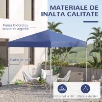 Outsunny Gazebo da Giardino Pieghevole con Corde e Picchetti Blu(m-4)