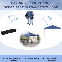 Outsunny Gazebo da Giardino Pieghevole con Corde e Picchetti Blu(m-5)