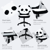 Vinsetto Cute Office Chair, Fluffy Panda Desk Chair with Padded Armrests, Tilt Function, Adjustable Height, Black and White(m-6)