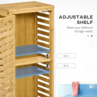 Kleankin Dulap pentru baie din bambus, dulap de depozitare de pardoseala cu raft reglabil, natural(m-5)