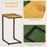 Outsunny Lot de 2 Tables basses gigognes tables d'appoint encastrables utilisation intérieure et extérieure marron(m-6)