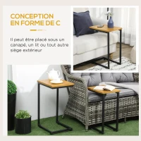 Outsunny Lot de 2 Tables basses gigognes tables d'appoint encastrables utilisation intérieure et extérieure marron(m-5)