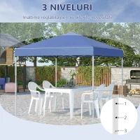 Outsunny Gazebo da Giardino Pieghevole con Corde e Picchetti Blu(m-7)
