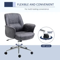 Vinsetto Swivel Computer Office Chair Mid Back Desk Chair for Home Study Bedroom,  Charcoal Grey(m-6)