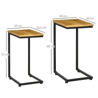 Outsunny Lot de 2 Tables basses gigognes tables d'appoint encastrables utilisation intérieure et extérieure marron(m-3)