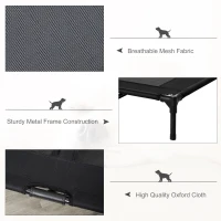 PawHut Large Raised Dog Bed Cat Elevated Lifted Cooling Portable Camping Basket Outdoor Indoor Mesh Pet Cot Metal Frame Black(m-6)