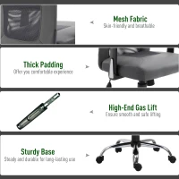 Vinsetto Office Chair, Computer Desk Chair, Mesh and PU Leather Swivel Chair with Adjustable Height and Rolling Wheels for Home Office Work Study, Grey(m-7)