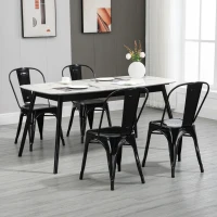 Homcom Set 4 Scaune Dining din Otel, Stil Industrial – Stivuibile & Moderne(m-7)