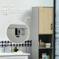 Kleankin Dulap de Baie Inalt, Dulap de Depozitare pentru Baie Independent cu Usa si Rafturi Reglabile pentru Bucatarie, Camera de luat Masa 31.4x30x165cm(m-6)