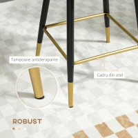 HOMCOM Set 2 Scaune de Bar – inaltime Mare cu Spatar & Suport(m-6)